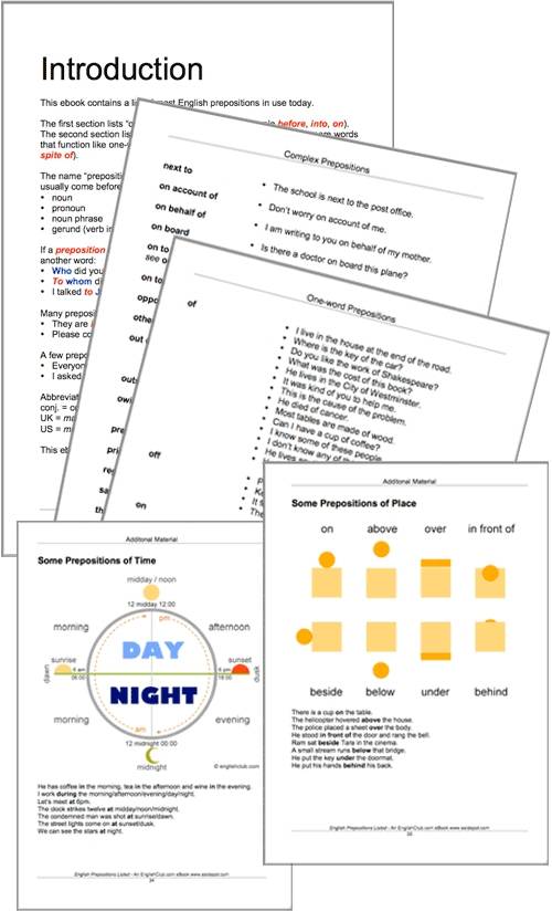 English Prepositions List