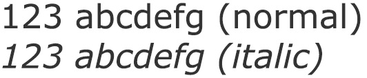 Normal type and Italic type